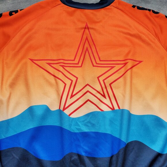 Starlight Active Club Full Zip 3 Pockets Star City Cycling Orange Blue Men Sz L - Picture 11 of 15